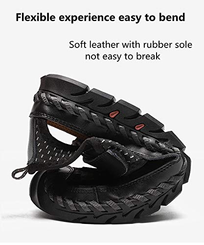 Sandalias de Playa de Cuero para Deportes Ocasionales para Hombres Zapatillas de Pescador refrescantes Zapatillas de Exterior duraderas Suaves y duraderas Caqui 42 EU 10.24''