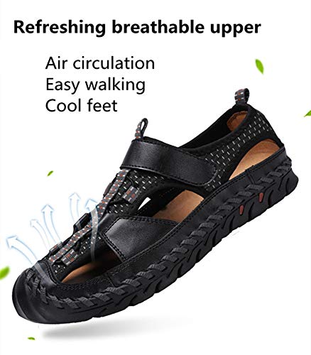 Sandalias de Playa de Cuero para Deportes Ocasionales para Hombres Zapatillas de Pescador refrescantes Zapatillas de Exterior duraderas Suaves y duraderas Caqui 42 EU 10.24''
