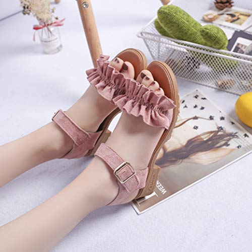 Sandalias De Tacón Cuadrado para Mujer Tacón Bajo De Verano Punta Abierta Open Back Slingback Casual Vacation Dating Ladies Tobillo Hebilla Correa Zapatos