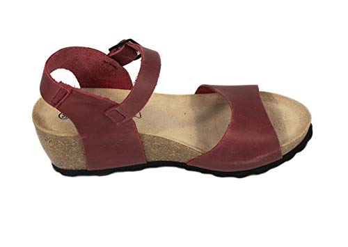 Sandalias de Verano para Mujer, Piel en Tres Colores a Escoger, Planta Bio Acolchada, tacón de 5.5 cm, Piso en Cuña. Temporada 2020, Made in Spain. (Nº del 36 al 41) (Piel Sprinter Rojo, 39)