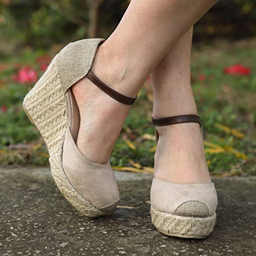Sandalias Mujer Cuña, Verano 2019 Moda Tallas Grandes Plataforma Punta Cerradas Bohemias Zapatos De Tacón Alto Alpargatas De Playa Fiesta Casual Tacones Altos Sandalias vpass