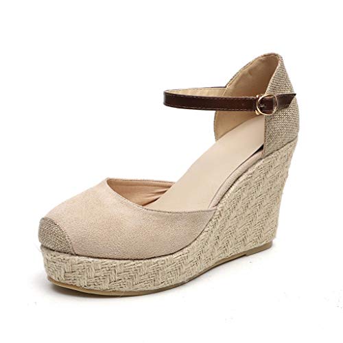 Sandalias Mujer Cuña, Verano 2019 Moda Tallas Grandes Plataforma Punta Cerradas Bohemias Zapatos De Tacón Alto Alpargatas De Playa Fiesta Casual Tacones Altos Sandalias vpass