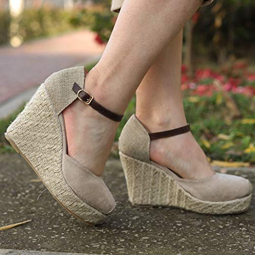 Sandalias Mujer Cuña, Verano 2019 Moda Tallas Grandes Plataforma Punta Cerradas Bohemias Zapatos De Tacón Alto Alpargatas De Playa Fiesta Casual Tacones Altos Sandalias vpass