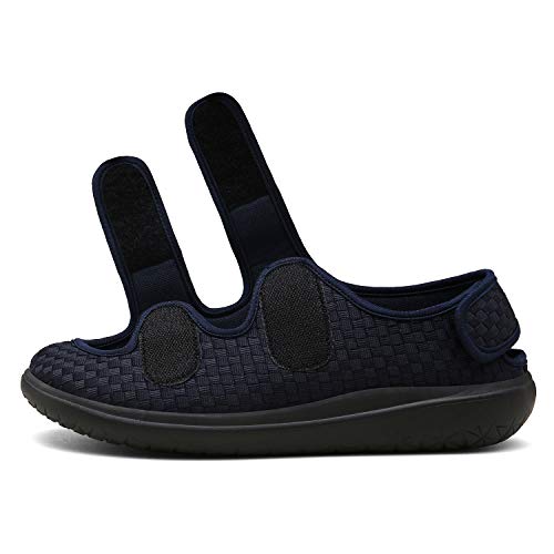 Sandalias Mujer Hombre Zapatillas de Estar por casa Zapatos Diabéticos Respirable Zapatillas Ortopédica para ensanchar Ajustable Cómoda Artritis Edema Zapatos hinchados Azul 36EU