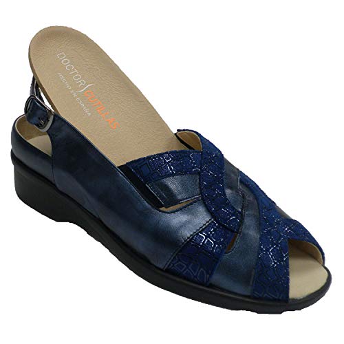 Sandalias Mujer Muy cómodas para Plantillas ortopédicas Doctor Cutillas en Azul Marino Talla 40