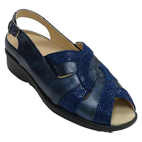 Sandalias Mujer Muy cómodas para Plantillas ortopédicas Doctor Cutillas en Azul Marino Talla 40