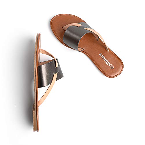 Sandalias Mujer Planas Chanclas Verano Flip Flop Zapatillas de Casa Punta Abierta Zapatos Cómodos Slip On Playa Negro-2 42 EU