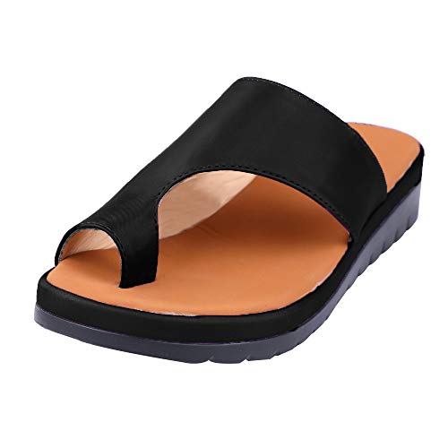 Sandalias Mujer Sandalias con Meseta Zapatos cómodos para la Playa Sandalias de Verano Alpargatas Elegantes para Mujeres con Sandalias de Punta Abierta Mujeres Hallux Valgus (35 EU, Negro)
