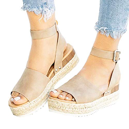 Sandalias Mujer Verano 2019 Verano Nueva Plataforma Gruesa De Cáñamo