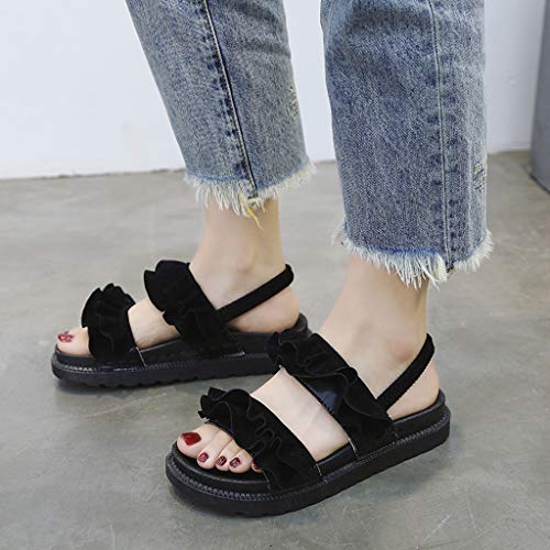 Sandalias Mujer Verano 2019 Zapatos de Plataforma Mujer Sandalias Planas Playa Zapatillas Sandalias de Punta Abierta Casual Fiesta Roman Tacones Altos Sandalias vpass