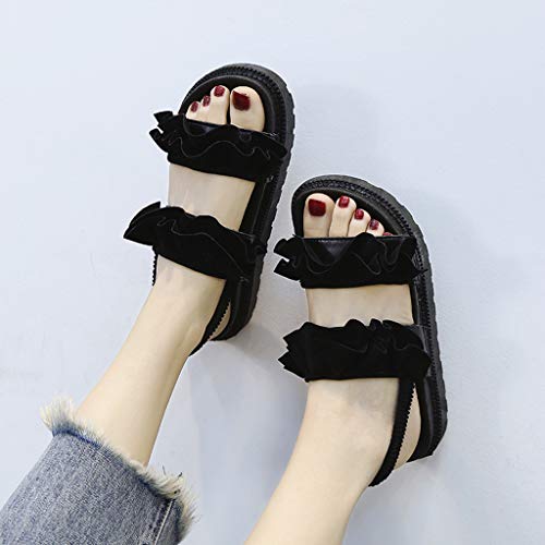 Sandalias Mujer Verano 2019 Zapatos de Plataforma Mujer Sandalias Planas Playa Zapatillas Sandalias de Punta Abierta Casual Fiesta Roman Tacones Altos Sandalias vpass