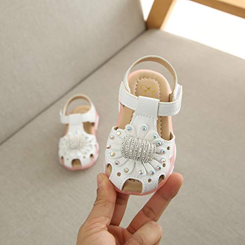 Sandalias para Bebé Niñas Riou Zapatos de la Zapatilla de Deporte de Las Sandalias del Deporte de la luz led de la Flor del Cristal Fondo Suave Lindo niños Playa Sandalias