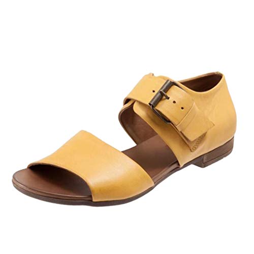 Sandalias para Mujer Verano 2019 Planas PAOLIAN Sandalias Playa Casual Fiesta Romanas Zapatos Vestir Elegantes Peep Toe con Hebilla Baratas Tallas Grandes
