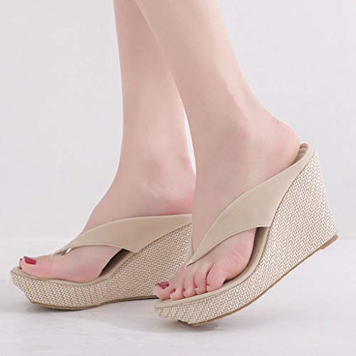 Sandalias para Mujer Verano 2019 Plataforma Cuña Fiesta PAOLIAN Chanclas Vestir Casual Zapatos Tacon Altas Dama Zuecos Elegantes Flip-Flops Grandes 34-42 EU