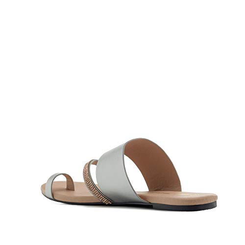 Sandalias Planas de Mujer de Verano Muy cómodas - AM5466 - Sandalias Planas en Diferentes Materiales Color Plata. Talla EU 43