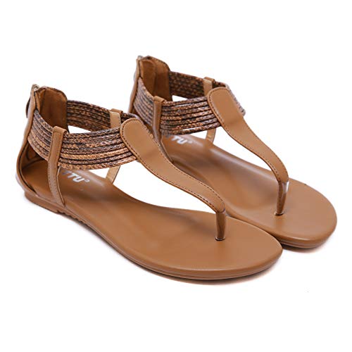 Sandalias Planas de Verano para Mujer Tanga Bohemia con Correa en T Zapatos de Tanga Chanclas