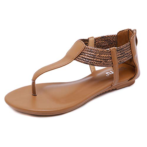 Sandalias Planas de Verano para Mujer Tanga Bohemia con Correa en T Zapatos de Tanga Chanclas