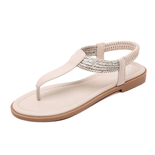 Sandalias Planas Verano Mujer Estilo Bohemia Zapatos de Dedo Sandalias Talla Grande Cinta Casuales Playa Chanclas Romanas de Mujer