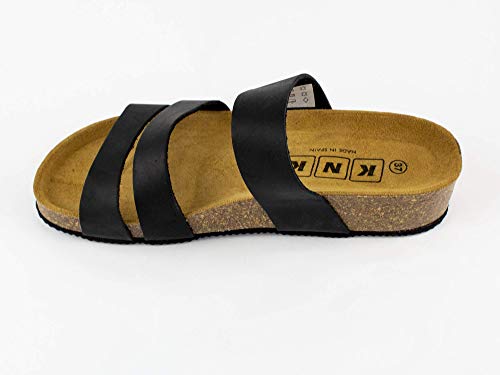 Sandalias Planta Bio. Sandalias de Piel Sprinter Color Negro, Nº 36. Sandalias de Piel para Mujer, Abiertas sin Cierre. Fabricadas en España. (Ref. 0466-negro nº 36)