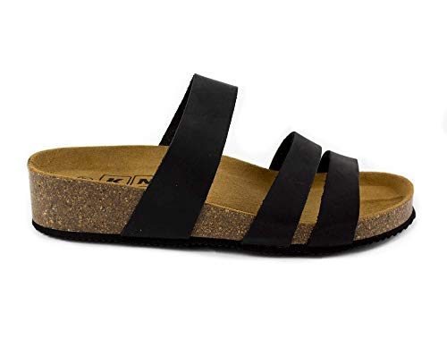 Sandalias Planta Bio. Sandalias de Piel Sprinter Color Negro, Nº 36. Sandalias de Piel para Mujer, Abiertas sin Cierre. Fabricadas en España. (Ref. 0466-negro nº 36)