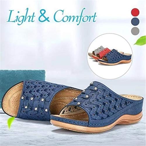 Sandalias Zuecos Zapatillas para Mujer Suaves Planas para Exteriores Antideslizantes Zapatos de Playa de Verano Diapositivas Informales con Punta Abierta Sandalias