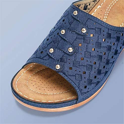 Sandalias Zuecos Zapatillas para Mujer Suaves Planas para Exteriores Antideslizantes Zapatos de Playa de Verano Diapositivas Informales con Punta Abierta Sandalias