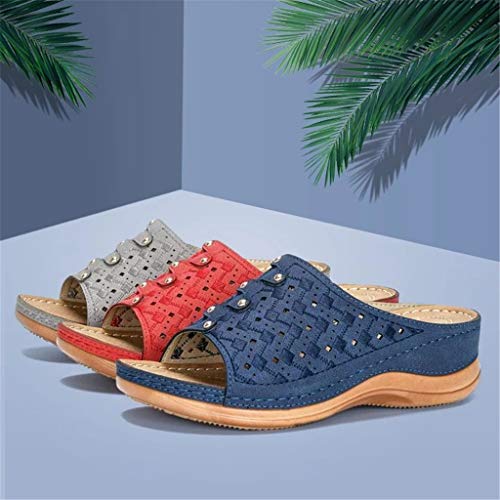 Sandalias Zuecos Zapatillas para Mujer Suaves Planas para Exteriores Antideslizantes Zapatos de Playa de Verano Diapositivas Informales con Punta Abierta Sandalias