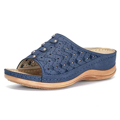 Sandalias Zuecos Zapatillas para Mujer Suaves Planas para Exteriores Antideslizantes Zapatos de Playa de Verano Diapositivas Informales con Punta Abierta Sandalias