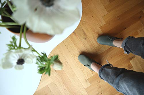 Sanita Manuella - Zuecos de piel con suela de madera para mujer, color Verde, talla 35 EU