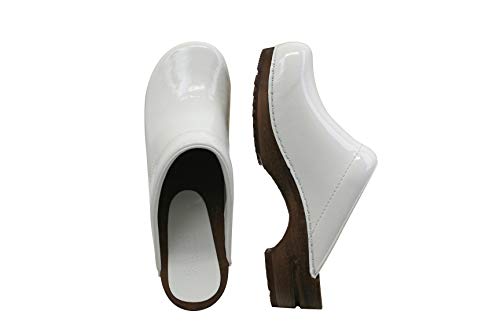 Sanita Wood-Classic Patent Open, Zuecos para Mujer, Blanco (Weiß), 40 EU
