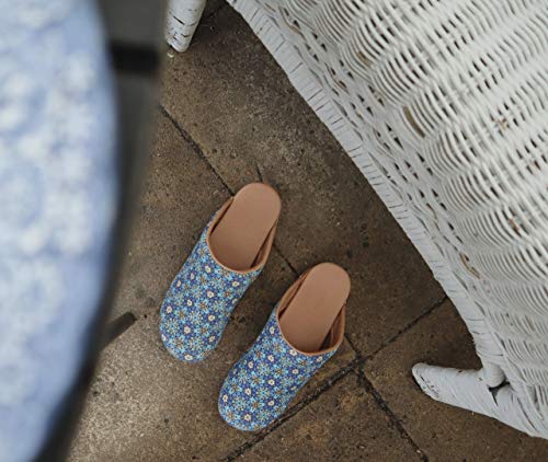 Sanita Zueco Rajan Mule | Zueco de cuero de madera hecho a mano original para mujer, color Azul, talla 37 EU