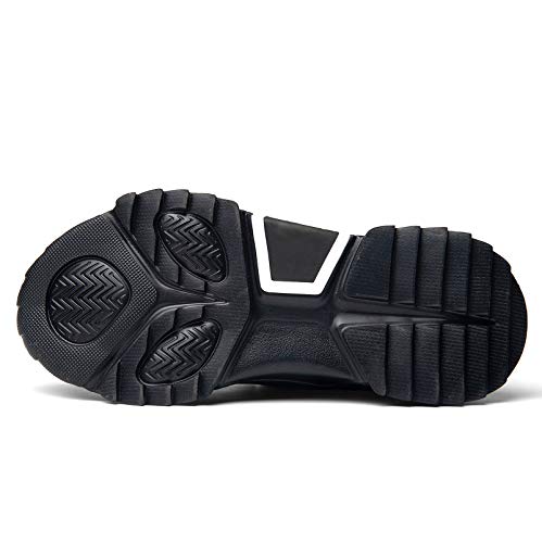 SANNAX - Zapatillas de deporte de moda para hombre, de caña alta, estilo informal, negro (Negro), 38.5 EU