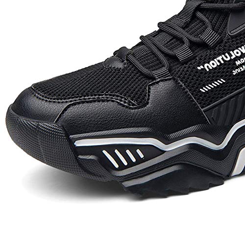 SANNAX - Zapatillas de deporte de moda para hombre, de caña alta, estilo informal, negro (Negro), 43 EU