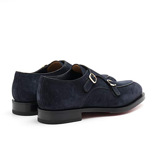Santoni - Zapato con doble hebilla de ante azul - MCC016036MD1HR0 VU58 - Talla Azul Size: 40.5 EU