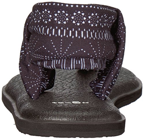 Sanuk Mujeres Yoga Sling 2 Punta Dividida Playa Sandalias de Piso, Black/White Shibori Stripes, Talla 5