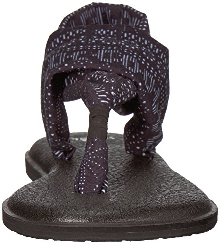 Sanuk Mujeres Yoga Sling 2 Punta Dividida Playa Sandalias de Piso, Black/White Shibori Stripes, Talla 5