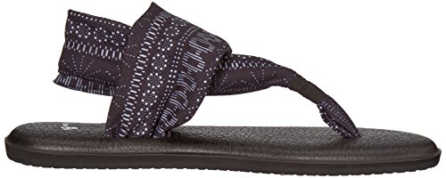 Sanuk Mujeres Yoga Sling 2 Punta Dividida Playa Sandalias de Piso, Black/White Shibori Stripes, Talla 5