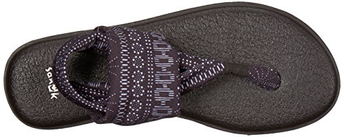 Sanuk Mujeres Yoga Sling 2 Punta Dividida Playa Sandalias de Piso, Black/White Shibori Stripes, Talla 5