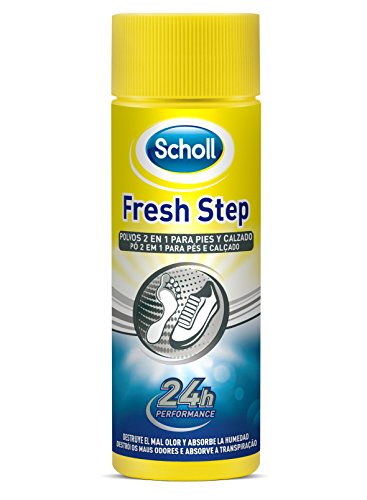 Scholl Fresh Step Anti-transpirante, Desodorante en polvo 2 en 1 Pies, Elimina el olor y mantiene tus pies y zapatos frescos - Spray 75gr