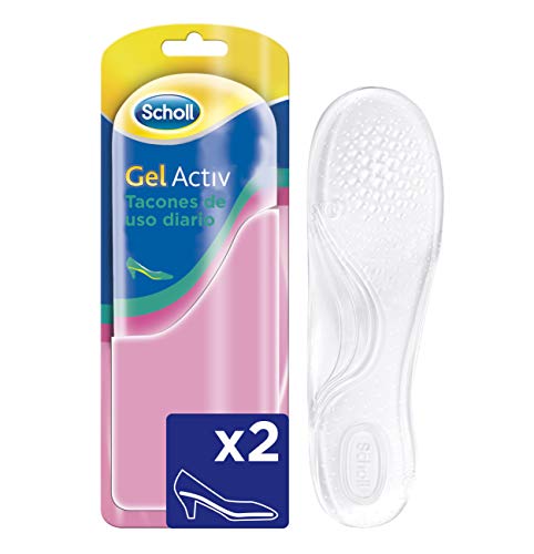 Scholl Plantillas, óptimas para zapatos de tacón diario con tecnología Gel Activ, comodidad todo el día, 2 plantillas, Transparente, Desde Talla 35 Hasta 40.5 (3020799)