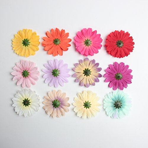 SDENSHI 20 Unids/Set Cabezas de Flores de Seda de Margarita de Gerbera Artificial Decoración de Bricolaje para Fiesta de Boda