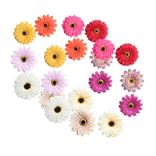 SDENSHI 20 Unids/Set Cabezas de Flores de Seda de Margarita de Gerbera Artificial Decoración de Bricolaje para Fiesta de Boda