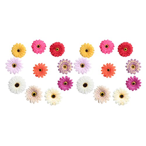 SDENSHI 20 Unids/Set Cabezas de Flores de Seda de Margarita de Gerbera Artificial Decoración de Bricolaje para Fiesta de Boda