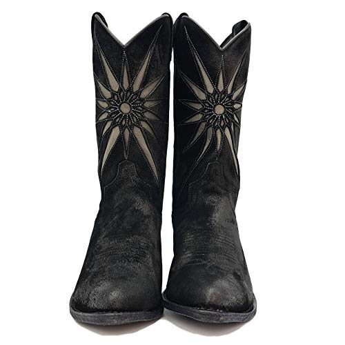 Sendra Boots Bota Cowboy 17160 En Serraje con Dibujo Troquelado Modelo 17160LSERRAJEVOLEY (Negro, Numeric_37)