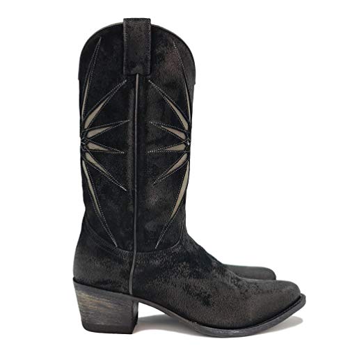 Sendra Boots Bota Cowboy 17160 En Serraje con Dibujo Troquelado Modelo 17160LSERRAJEVOLEY (Negro, Numeric_37)