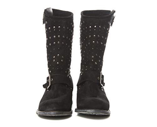 Sendra Boots Bota Motera de Ante Envejecido y engrasado Decorada con tachas 10548 Chiquita (35 EU, Negro)