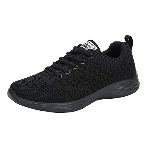 SEVENQI Zapatillas de Deportivos de Running para Mujer Correr Gimnasia Ligero Sneakers Ligero Transpirable(40 EU, Negro)