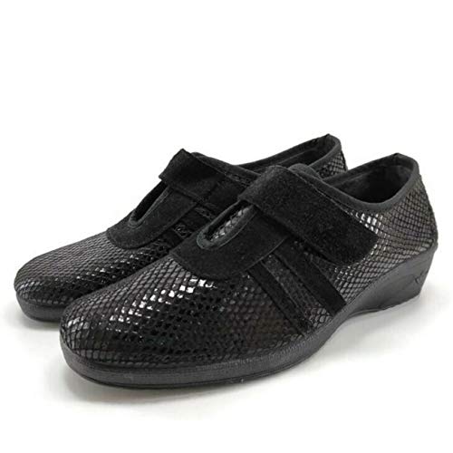 Sevillas 21626 - Zapatilla Calle para Mujer Pies Delicados - Anatomica Flexible y Ligera - Negro (Negro Invierno, 39)