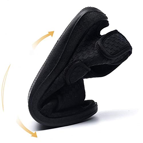 SHANGN Zapatos Diabéticos con Punta Abierta para Hombres Calzado para Edema De Artritis De Ancho Extra Zapatilla Diabética para Pies Hinchados, Edema, Dolor De Pie,Black-EU46