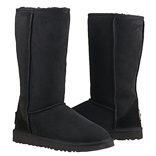 Shenduo Zapatos Invierno - Botas de Nieve de Piel de Oveja con Lana Interno Antideslizantes clásicas para Mujer DV5815 Negro 37